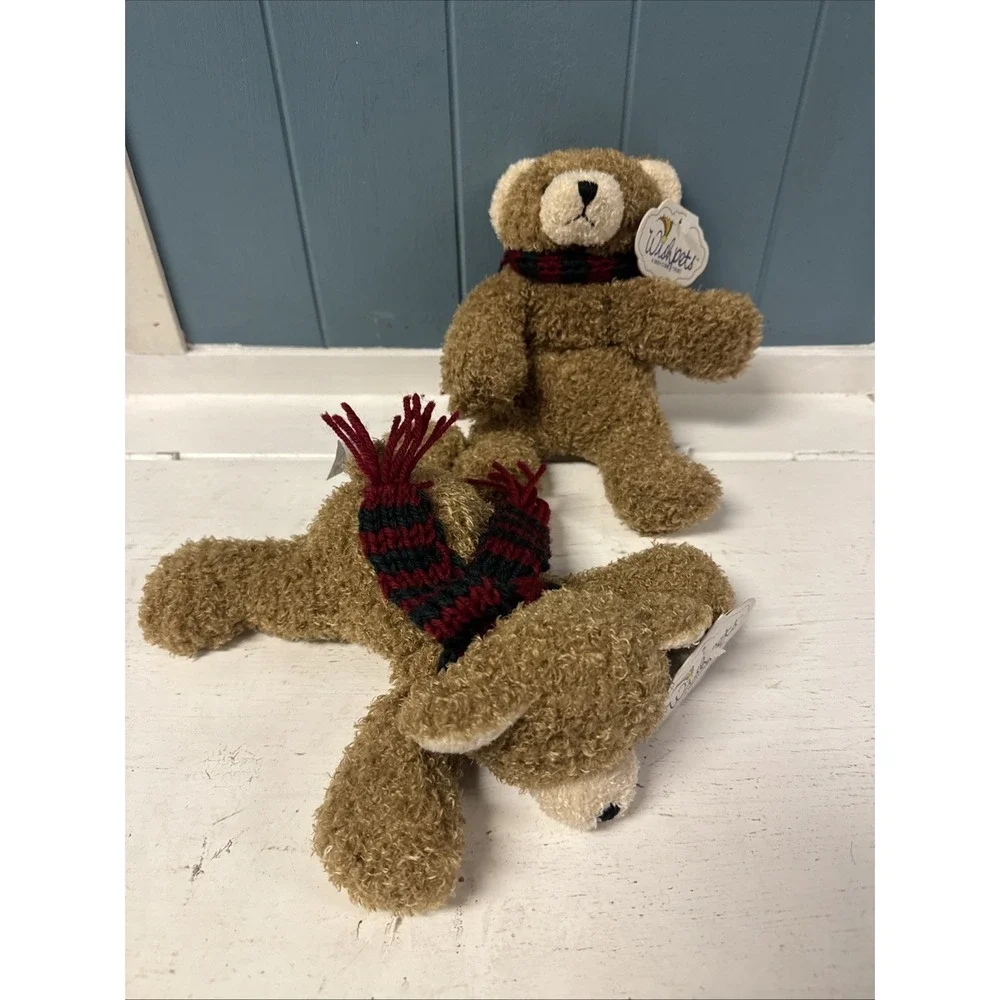 Pair Of New (2) Holiday Wishpets Bears With Scarves‎ Christmas 11045